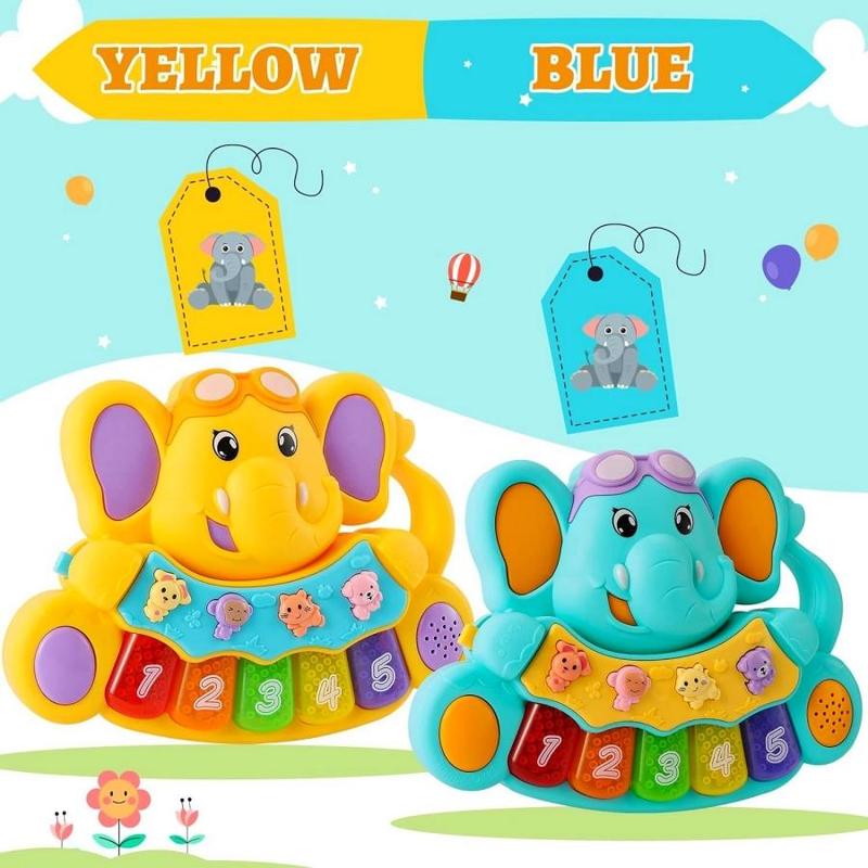 Random Color Elephant Design Musical Piano Toy, 1 Count Colorful Music Piano Toy with Sound and Light, Birthday Gift for Boys & Girls