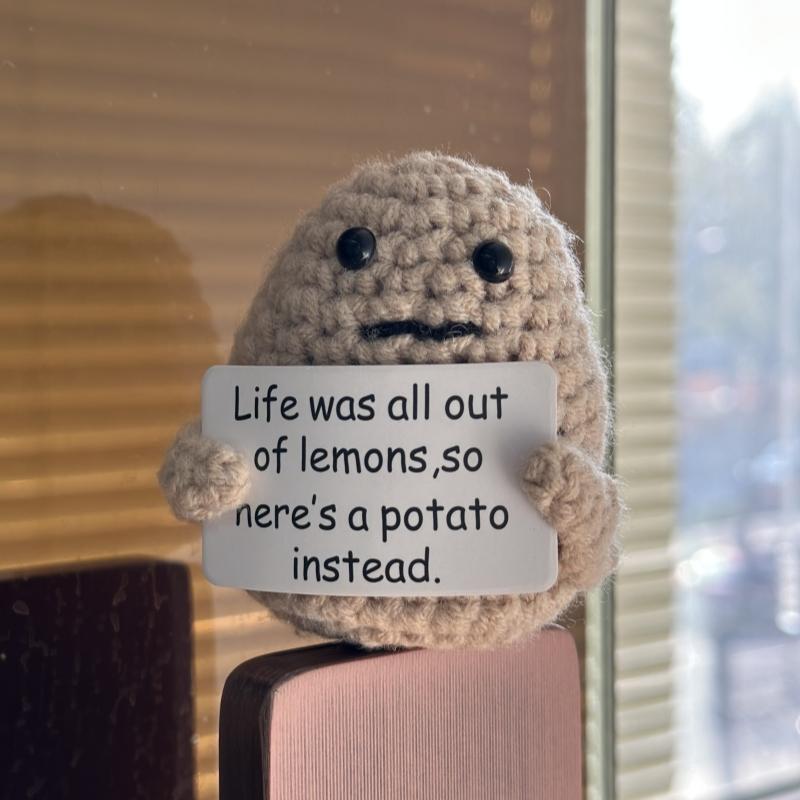 Funny Positive Potato Crochet Dolls, Cute Room Decor, Knitted Toys, Emotional Support Plush Gift, Graduation Gifts for Her - Class of 2024 Decor