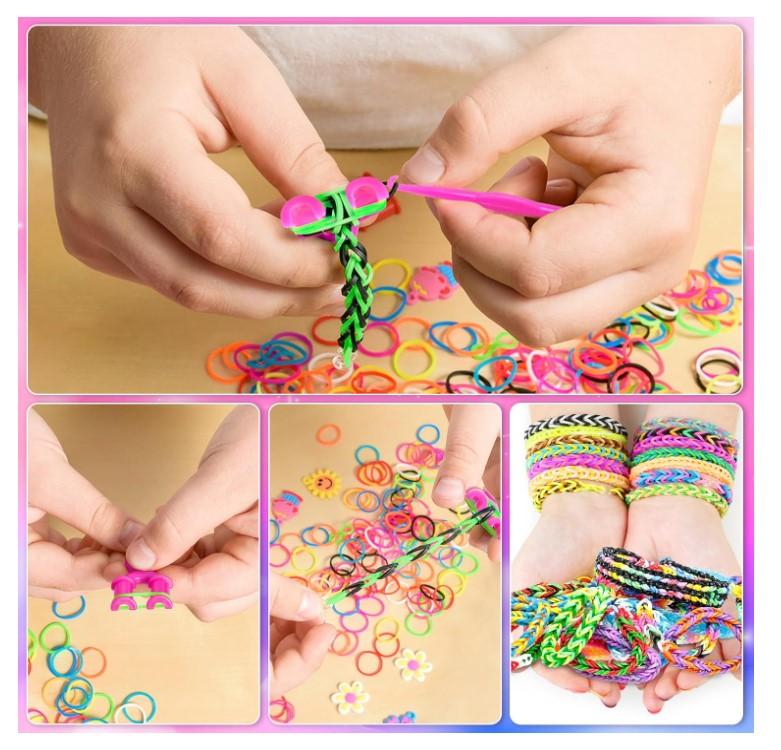 5100+ Rubber Bands Kit, 24 Colors Rubber Band Bracelet Refill Kit with 300S-Clpis, 5 Hooks, 2Y-Frames, Glow in The Dark Rubber Band Making Kit for Kids Weaving DIY Crafting Gift