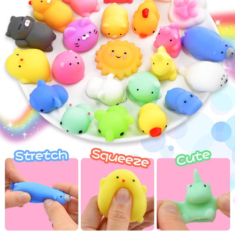 Squishies 40pack Mochi Squishy Toys Party Favors for Kids Mini Squishy Kawaii Fidget Toys Stress Relief Treasure Box Toys for Classroom Prizes Kids Easter Egg Fillers Goodie Bag Stuffers, Random