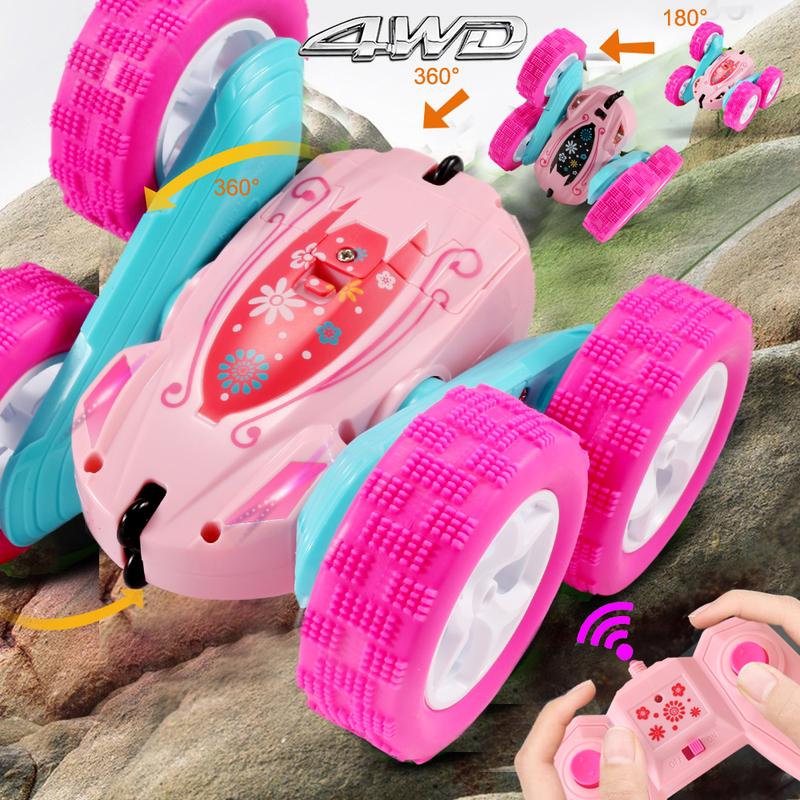 FREE TO FLY Rc Stunt Cars: Double Sided 360°Flip Rotating 4WD Race Car Toy For Outdoor & Indoor Birthday Gift