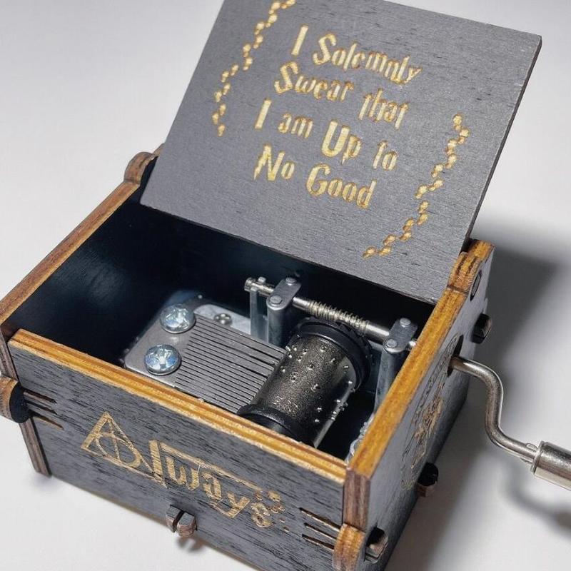 Harry Potter Music Box Engraved Hand Cranked Wooden Music Box