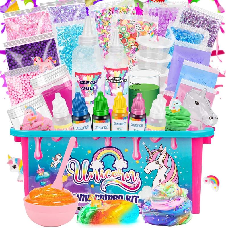 Unicorn Slime Kit for Girls 6-12 Years Old, DIY Slime Making Kit for Girls Ages 7-12, Perfect Slime Party Favors for Kids Boys, Christmas Easter Birthday Goodie Bag Stuffer Classroom Reward