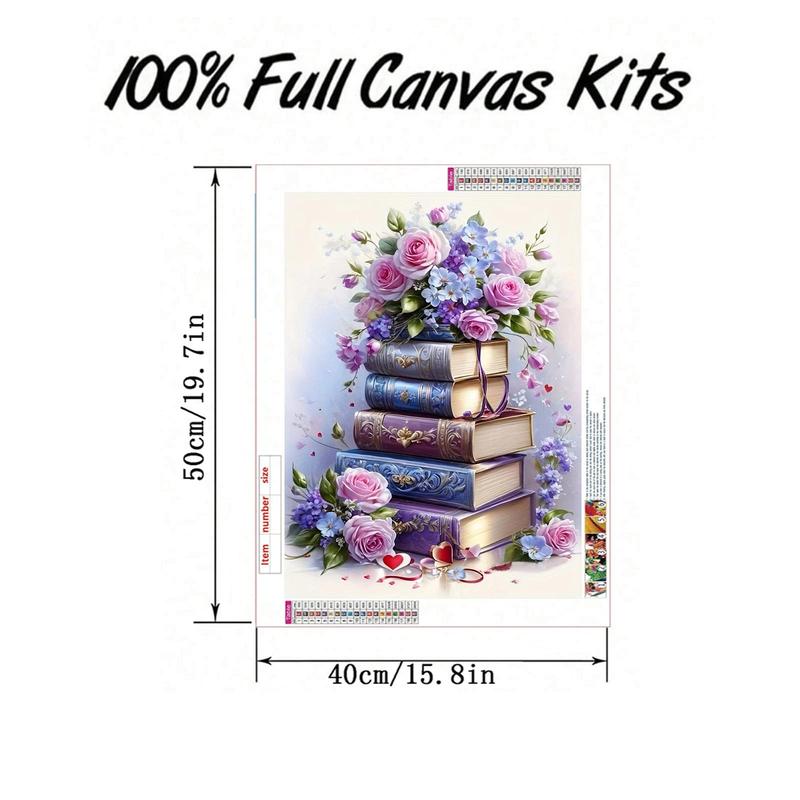 Flower & Book Pattern DIY Diamond Arts Colorful Painting Kit without Frame, DIY 5D Diamond Arts Colorful Painting Kit, Wall Art Decor for Home