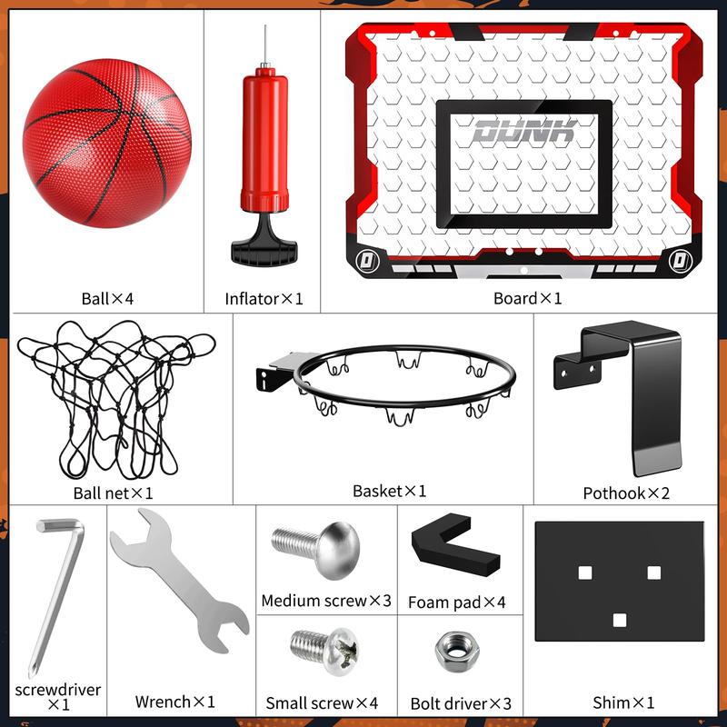 Basketball Hoop Indoor , Basketball Hoop for Door with 4 Balls, Indoor Mini Basketball Hoop Toys，Christmas gift