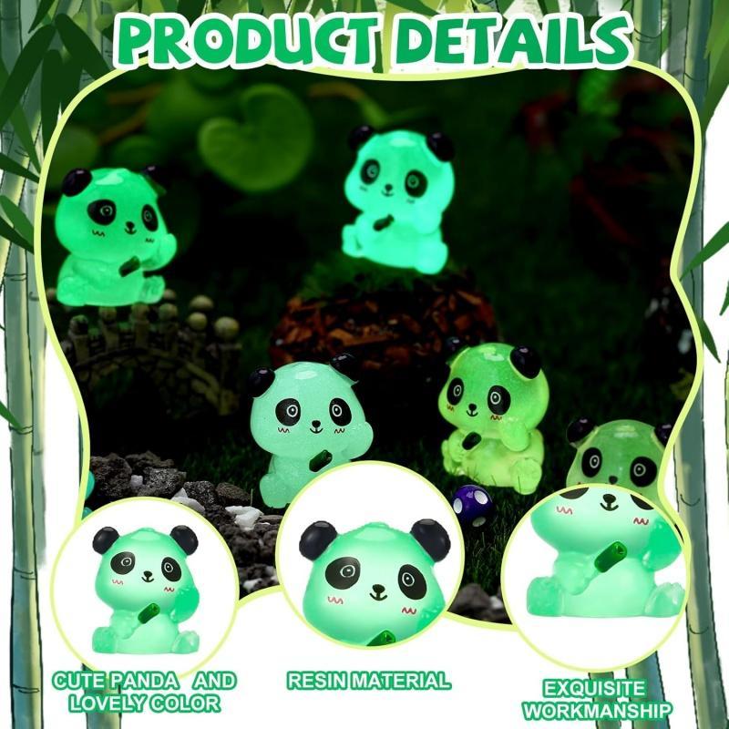 Cute Panda Design Resin Ornaments, 30pcs 50pcs Luminous Mini Panda Decoration, DIY Decorative Accessories for Home & Garden & Yard