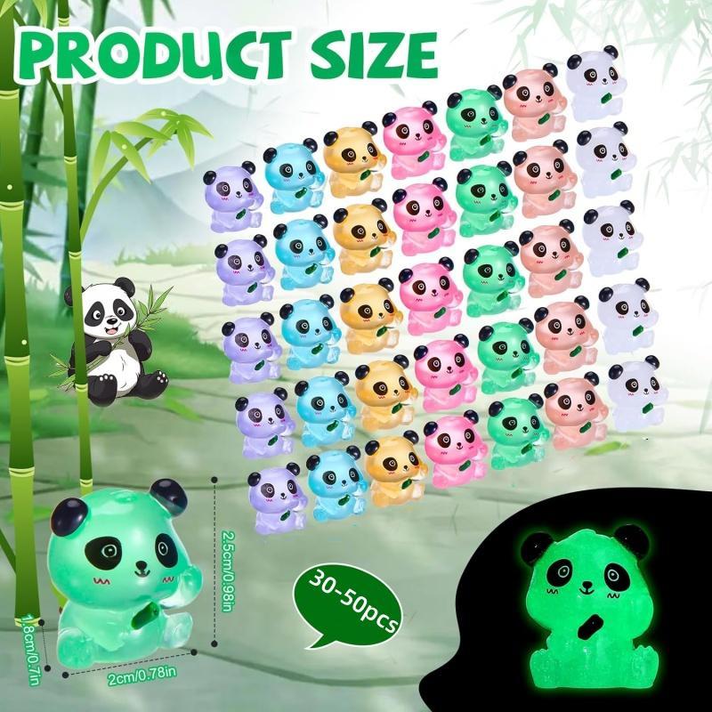 Cute Panda Design Resin Ornaments, 30pcs 50pcs Luminous Mini Panda Decoration, DIY Decorative Accessories for Home & Garden & Yard