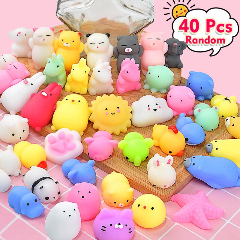 Squishies 40pack Mochi Squishy Toys Party Favors for Kids Mini Squishy Kawaii Fidget Toys Stress Relief Treasure Box Toys for Classroom Prizes Kids Easter Egg Fillers Goodie Bag Stuffers, Random