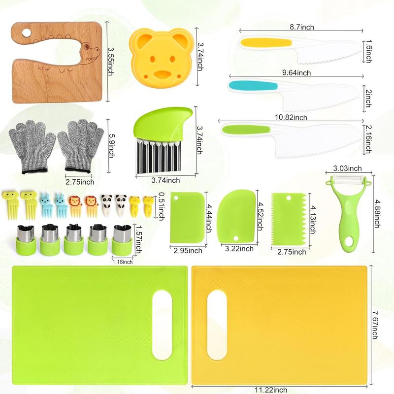 Montessori 17 Piece Kids Cooking Tools, kitchen tools，child safe knives，set decocina de juguete，learning toys，Children Cooking Tool Set for Real Cooking for Kids Birthday Christmas Gift Black Friday cooking  set montessori  cooking safe  knife