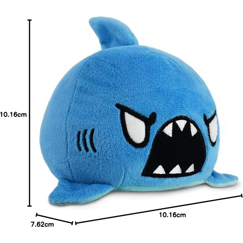 Original reversible shark plush - blue - cute sensory plush animal, showcasing your mood 3.5 inches