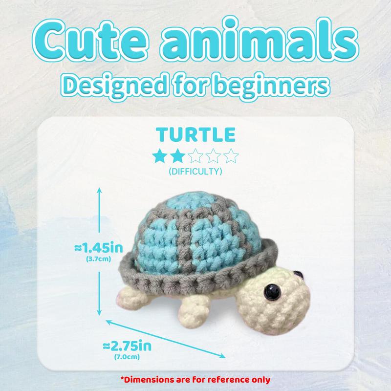 Turtle Crochet Kit For Beginners, Crochet Starter Kit, Crochet Animals Kits With Crochet Hooks, DIY Knitting Supplies For Home Decor, Christmas Gift