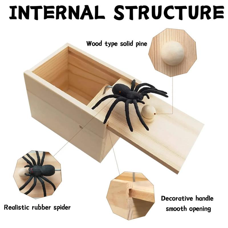 1pcs prank spider funny scary box wooden fun game