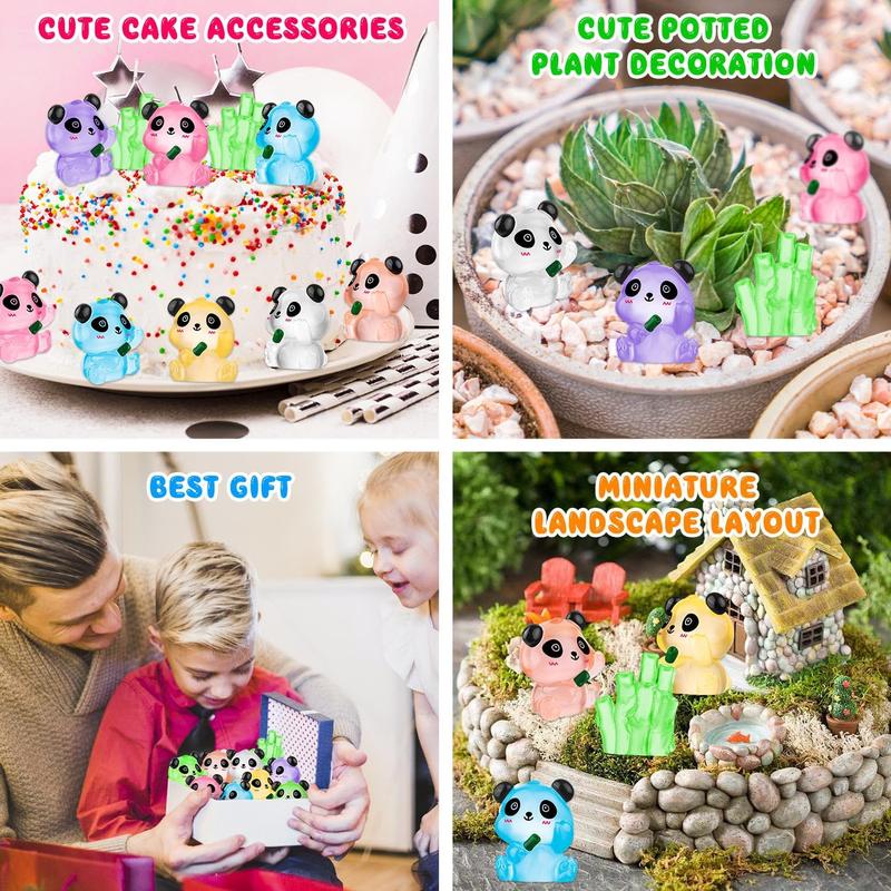 Cute Panda Design Resin Ornaments, 30pcs 50pcs Luminous Mini Panda Decoration, DIY Decorative Accessories for Home & Garden & Yard