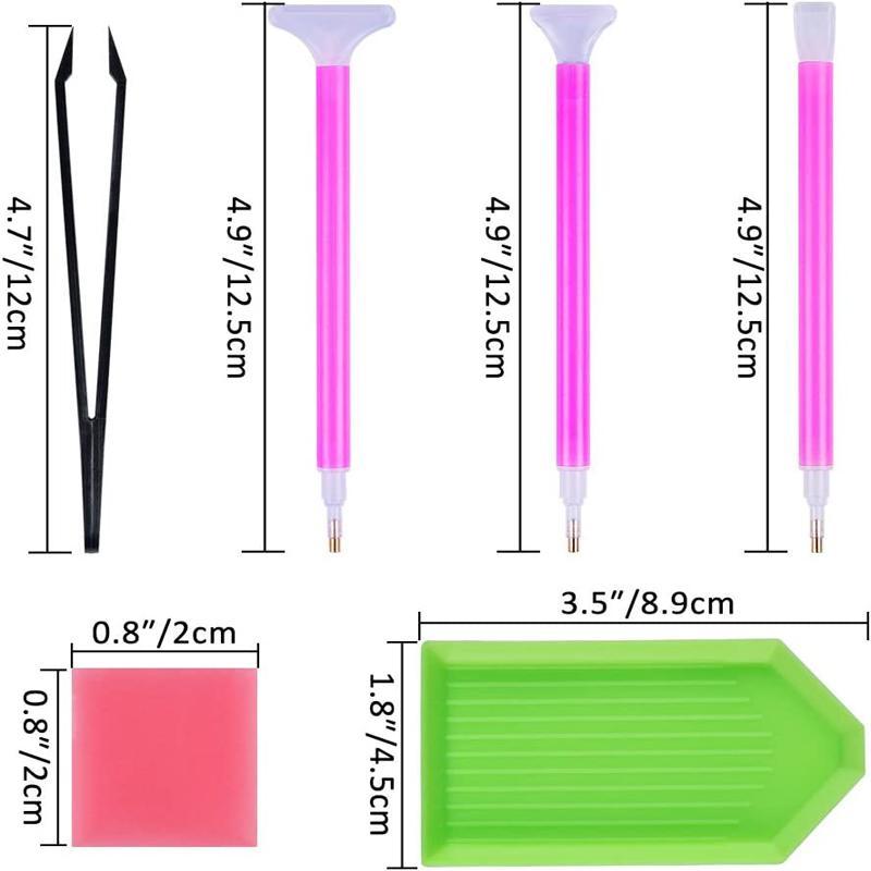 DIY Art Crafts, 29pcs DIY Paint In Diamond Tool Kit, Including Diamond Stitch Pen, Tweezer, Glue, Tray