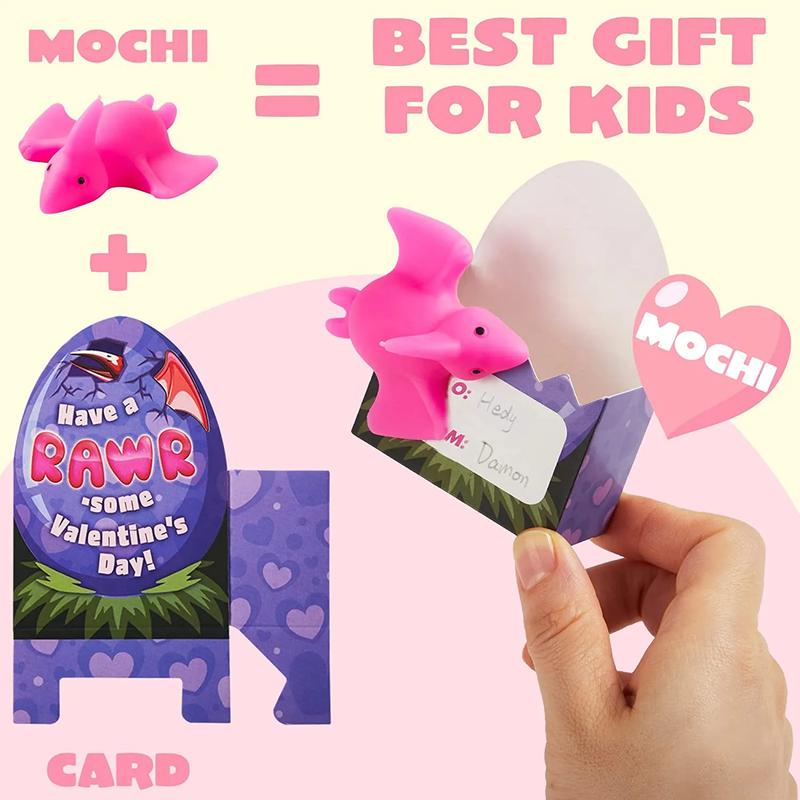 28Pcs Dinosaur Mochi Squishy Toys in with Boxes Kids Valentines Cards