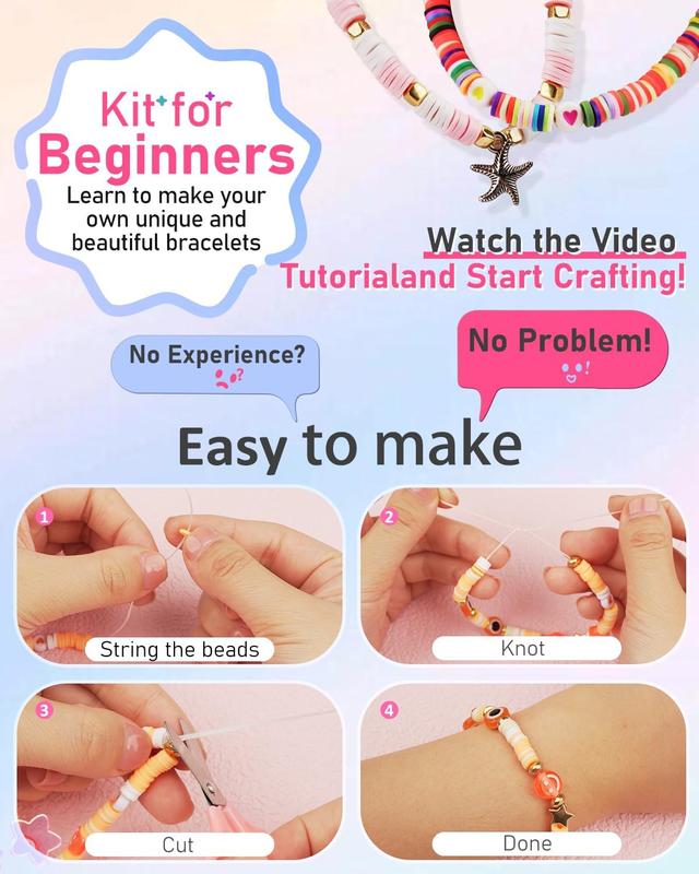 Bracelet Making Kit for Beginner 5000Pcs Preppy Polymer Friendship Bracelet Making with Charms Kit for Jewelry Making DIY Arts and Crafts Birthday...