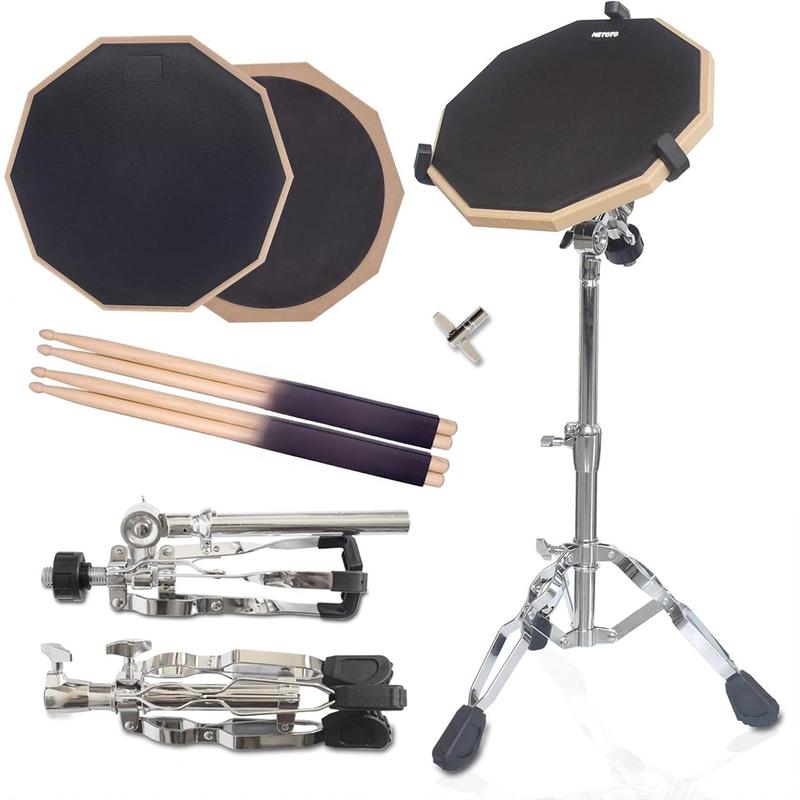 Snare Drum Practice Pad Kit with Stand,12-Inch Double-Sided Practice Drum Pad Set,Adjustable Height 14.5 to 23 Inches,Snare Drum Stand with Drum Pad and Sticks