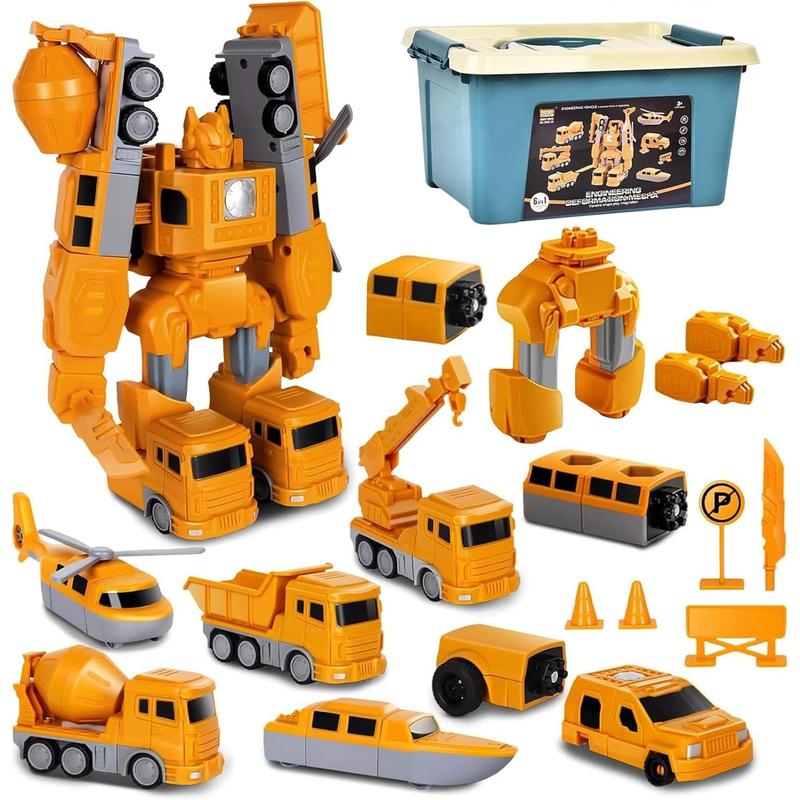 Magnetic Transform Engineering Car Converting Robot Assembled Toys Set with Storage Box DIY Assembled Educational Creativity Puzzle Robot Building Blocks Toy for Boys and Girls Aged 3-9