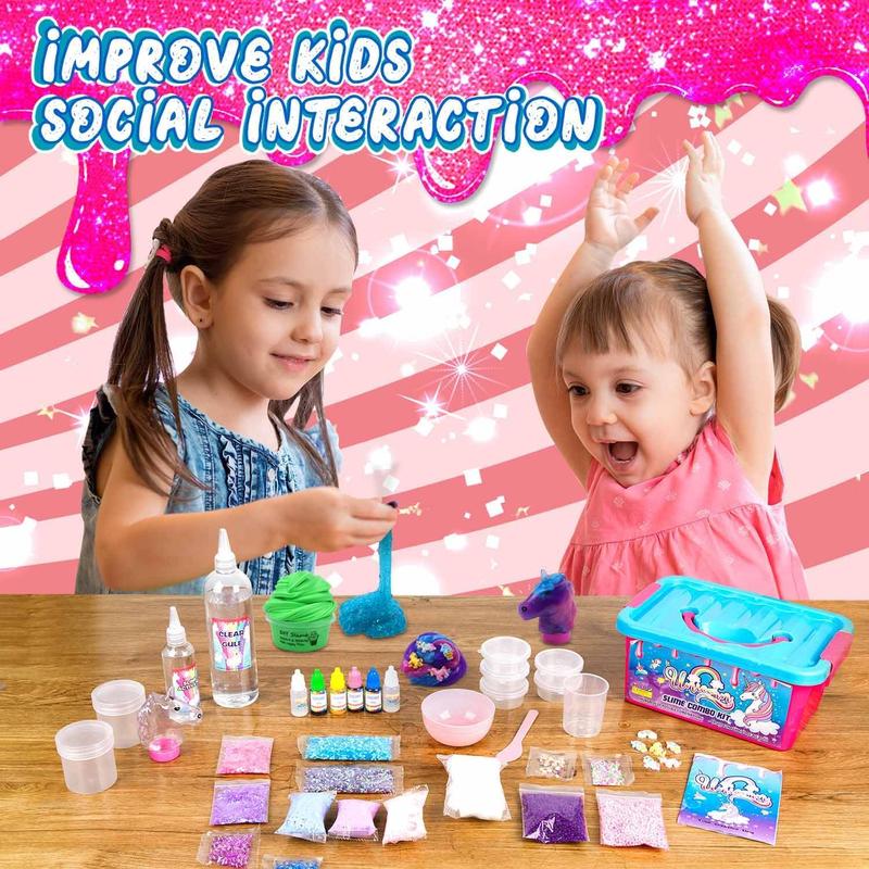 Unicorn Slime Kit for Girls 6-12 Years Old, DIY Slime Making Kit for Girls Ages 7-12, Perfect Slime Party Favors for Kids Boys, Christmas Easter Birthday Goodie Bag Stuffer Classroom Reward