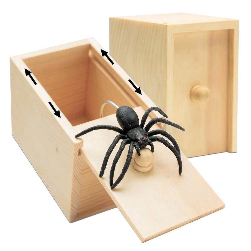 1pcs prank spider funny scary box wooden fun game