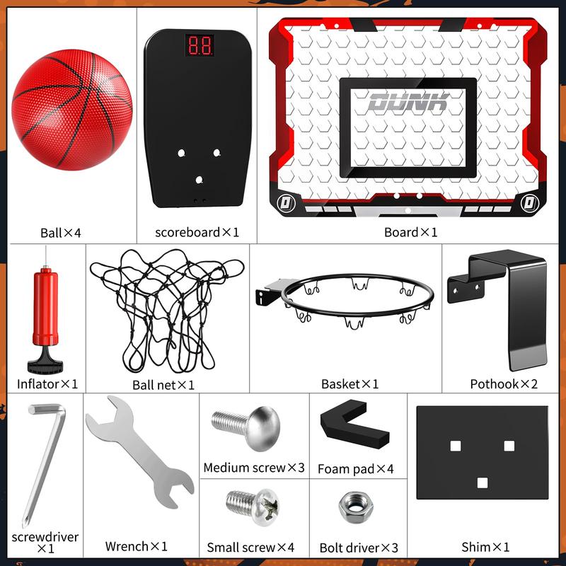 Basketball Hoop Indoor , Basketball Hoop for Door with 4 Balls, Indoor Mini Basketball Hoop Toys，Christmas gift