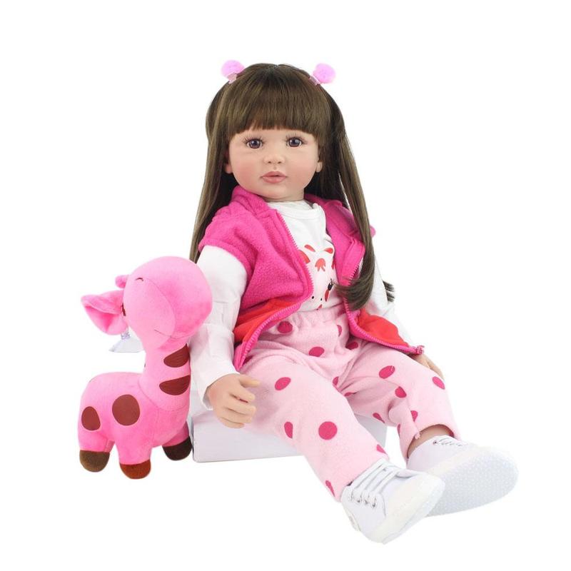 Life-like Soft Silicone Reborn Doll with Long Hair, Realistic Newborn Princess Doll & Random Accessories, Lovely Dress Up Toy, Birthday Gift for Girl