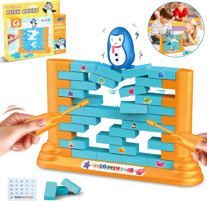 Penguin Board Games Toys, Push Brick Game, Puzzle Table Games, Fun Family Party Game, Two-Player Building Pushing Walls for Parent-Child Interaction Montessori Toy - Enhance Agility and Coordination, Flight Balance Board Games for Kids Ages 4-12