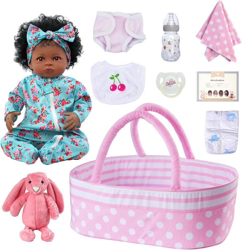 BABESIDE Lifelike Reborn Black Girl- 18-Inch Realistic Newborn Real Life Baby Dolls with Clothes and Toy Gift for Kids Age 3+ - Vanessa