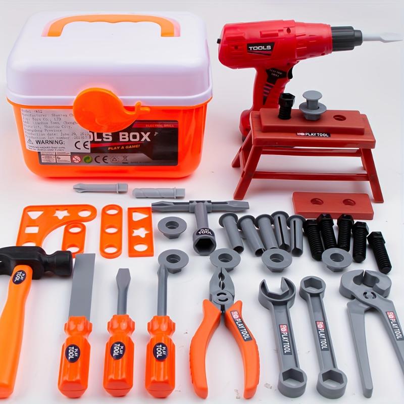 Children's Repair Tool Box Toy Set, Boy's Simulation Repair Electric Drill Engineering Repair Box, Mini Screw-driving Tool, Christmas Gift (batteries Not Included)