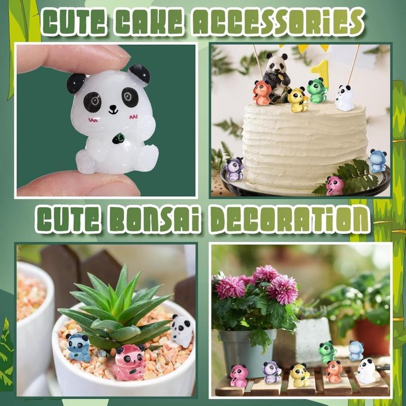 Cute Panda Design Resin Ornaments, 30pcs 50pcs Luminous Mini Panda Decoration, DIY Decorative Accessories for Home & Garden & Yard