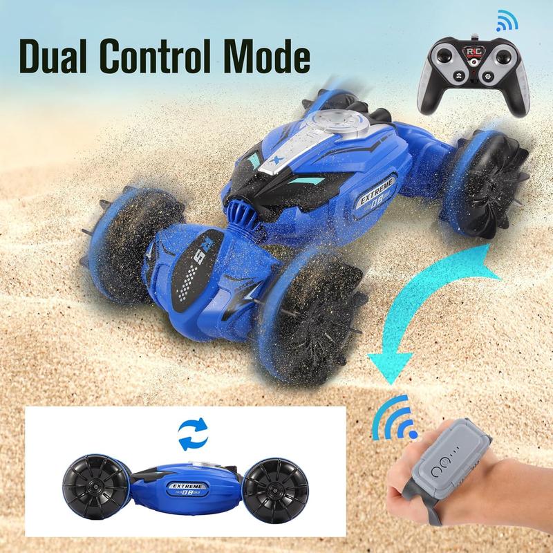 Amphibious Remote Control Car,2.4GHz Gesture Sensor 4WD Remote Control Boat,360 Rotating Waterproof RC Stunt Car for Kids Girls Boys Gift,All Terrain Beach Pool Water Toy