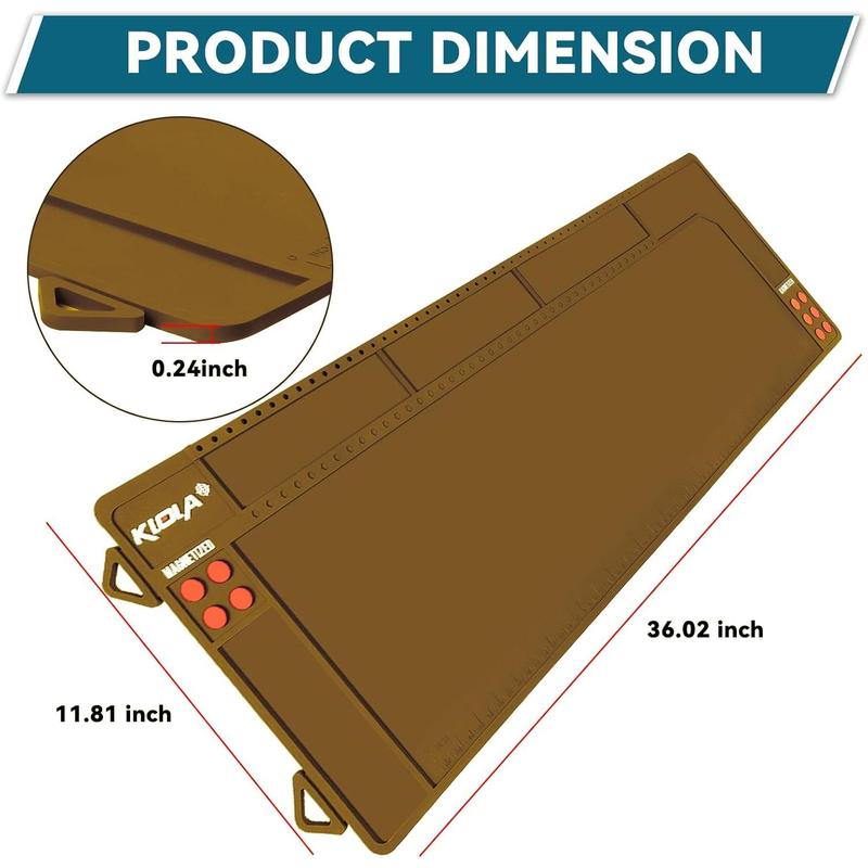 Rifle Shotgun Gun Cleaning Mat Large, Magnetic Gun Cleaning Mats for All Guns, Anti-Slip Rifle Gun Mat with Organizer Parts Tray, Protective Workbench Cleaning Pad Inch Ruler