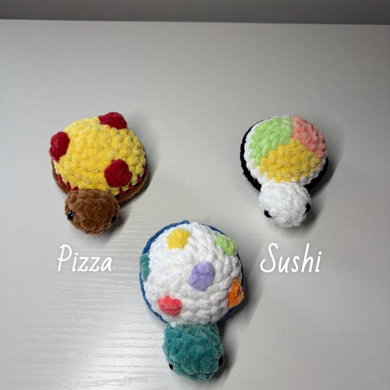 Mini Crochet Food Themed Turtles, Stuffed Turtle Plushie, Stocking Stuffer