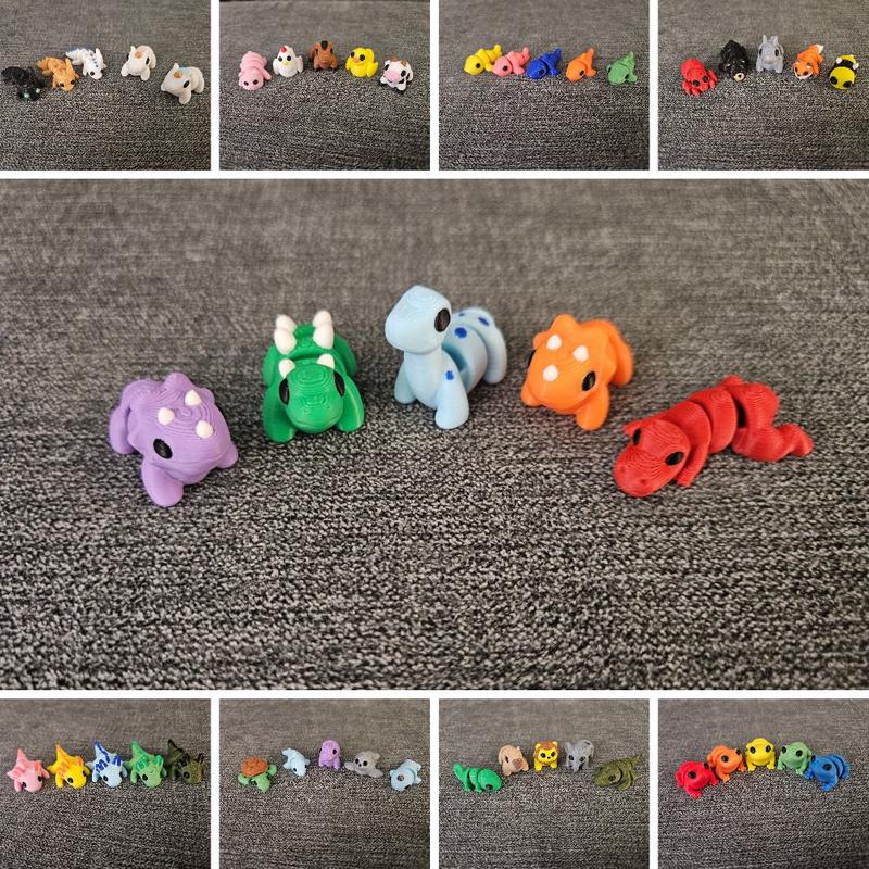 3D Printed Articulating Mini Fidget Animal Figurines Groupings For Birthdays and Gifts