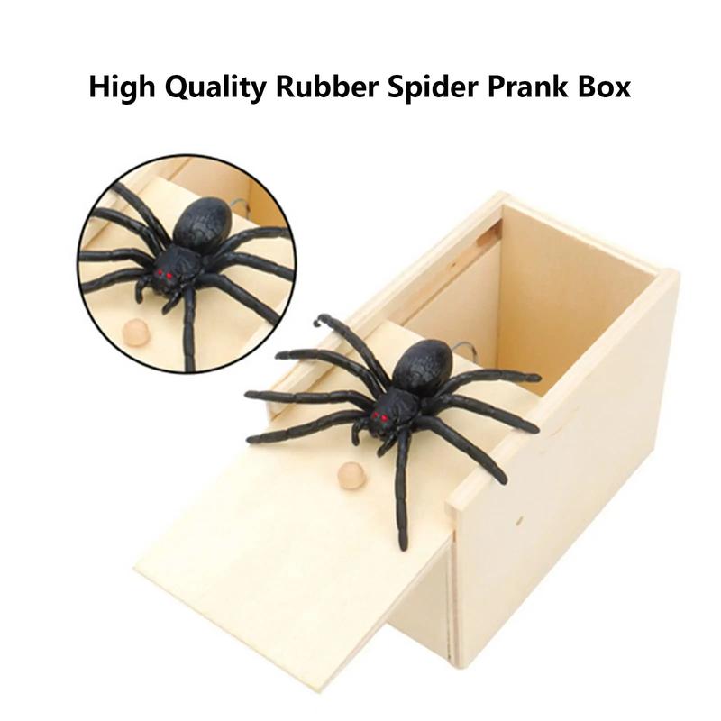 1pcs prank spider funny scary box wooden fun game