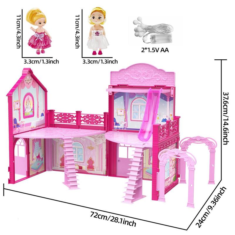 DIY Doll House Toy with Light, 1 Box Doll House Toy with Doll & Pet & Furniture Accessories, Model Building Kit, Birthday Gift