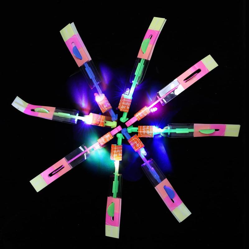 LED Flying Slingshot & Glow Helicopter Set - Outdoor Toys for Kids (Ages 4-12)