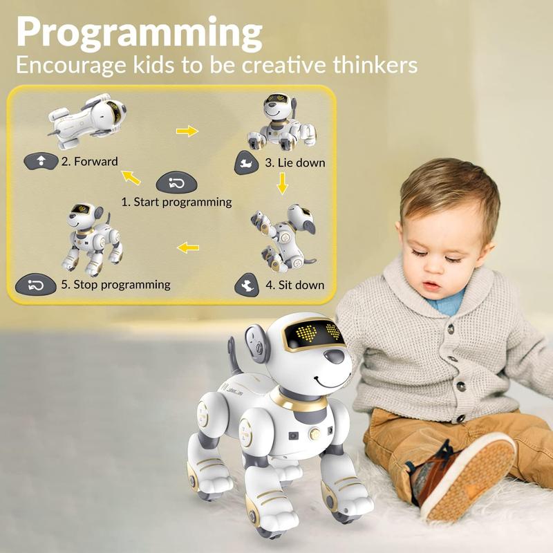 Programmable Remote Control Robot Cat Robot Dog for Kids, Interactive Robotic Dog Robotic Cat, Robo Dog Robo Cat, RC Robot with Touch Sensing, LED Eyes, Dance & Music