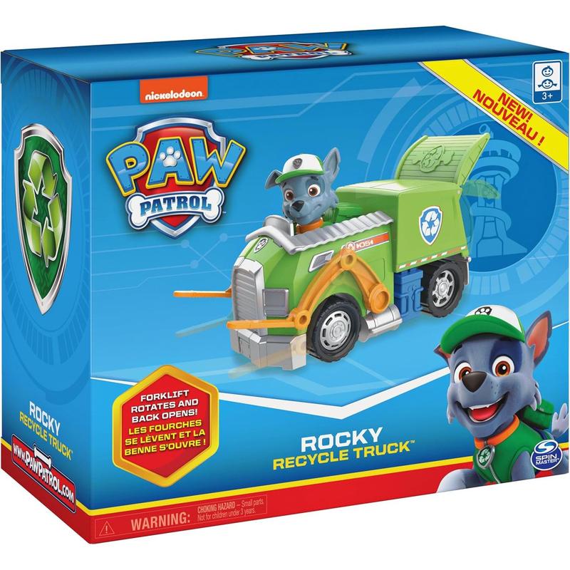 Paw Patrol, Rocky’s Recycle Truck Vehicle with Collectible Figure, Preschool Toys for Boys & Girls Ages 3 and Up