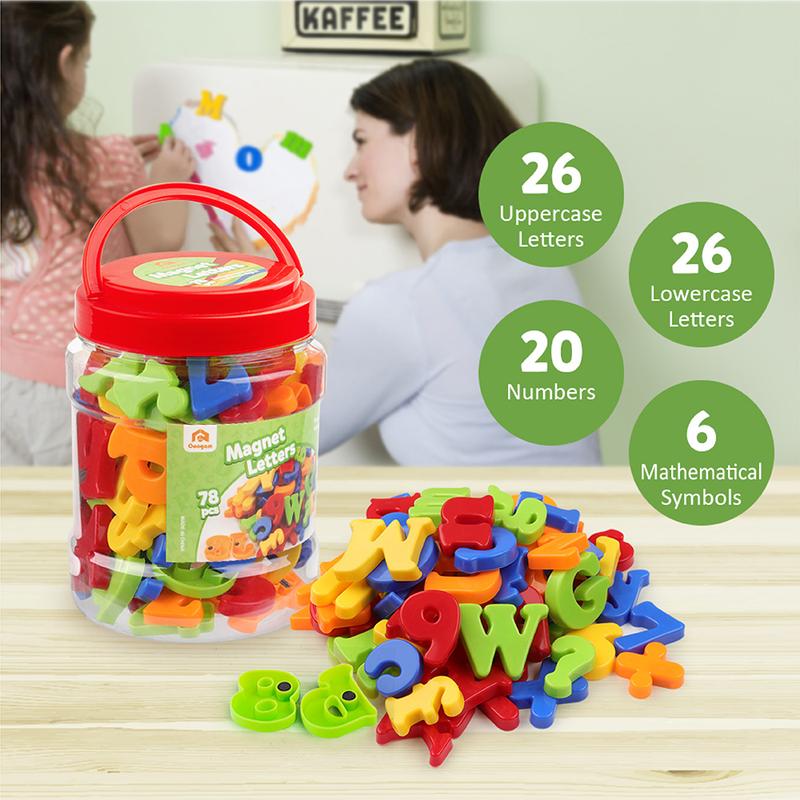 Coogam 78pcs Magnetic Alphabet Numbers Fridge Magnets Educational Learning Spelling Toy for Kids