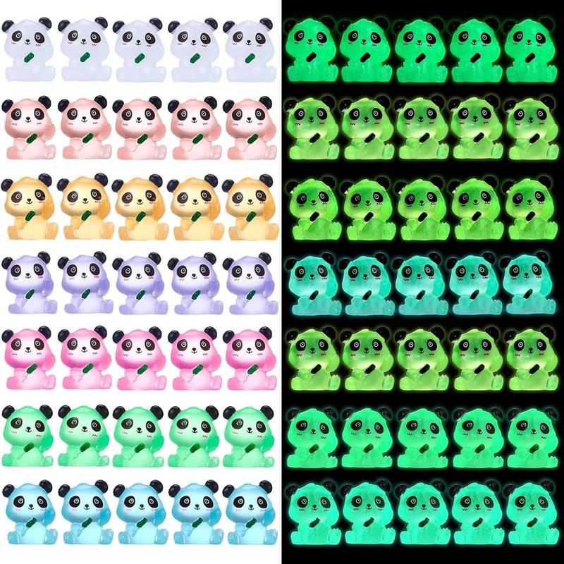 Cute Panda Design Resin Ornaments, 30pcs 50pcs Luminous Mini Panda Decoration, DIY Decorative Accessories for Home & Garden & Yard