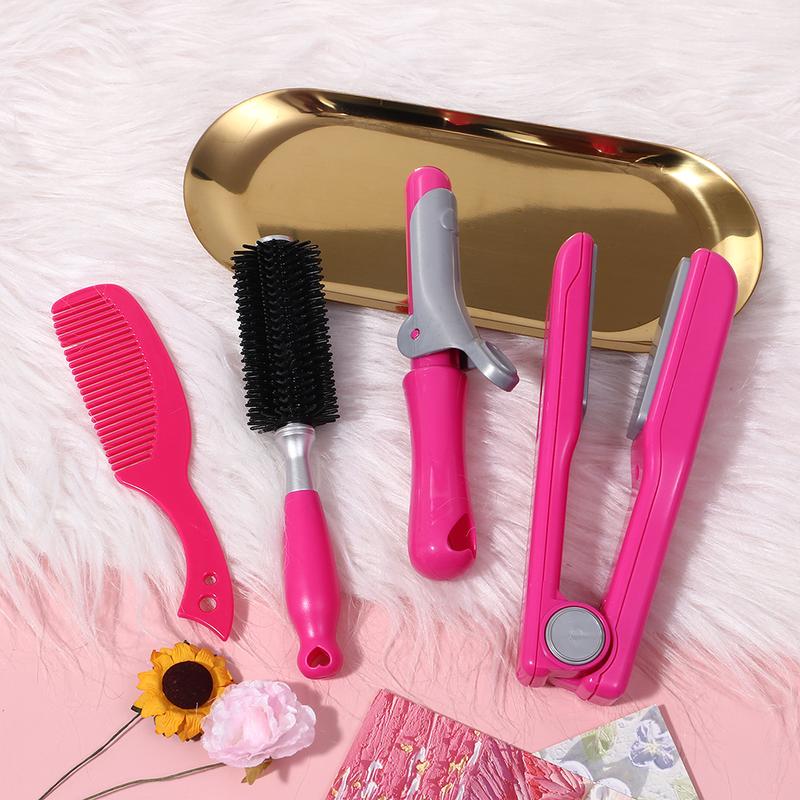 Hair Salon Toys 49 counts for Girls Boys Pretend Play Makeup Sets Dress Up Beauty Hair Stylist Kit with Hairdryer Apron Curling Flat Iron Mirror Scissors Accessories Learning Educational Toy Birthday Christmas Gifts