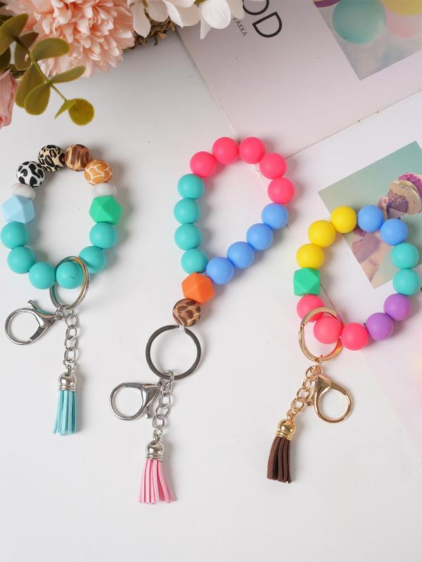 Basic Mixed Color Silicone Bead, 1 Set Diy Keychain Component for Jewelry Bracelet & Necklace Making, Key Chain Making Kit Large Beads for Crafts for Daily Use