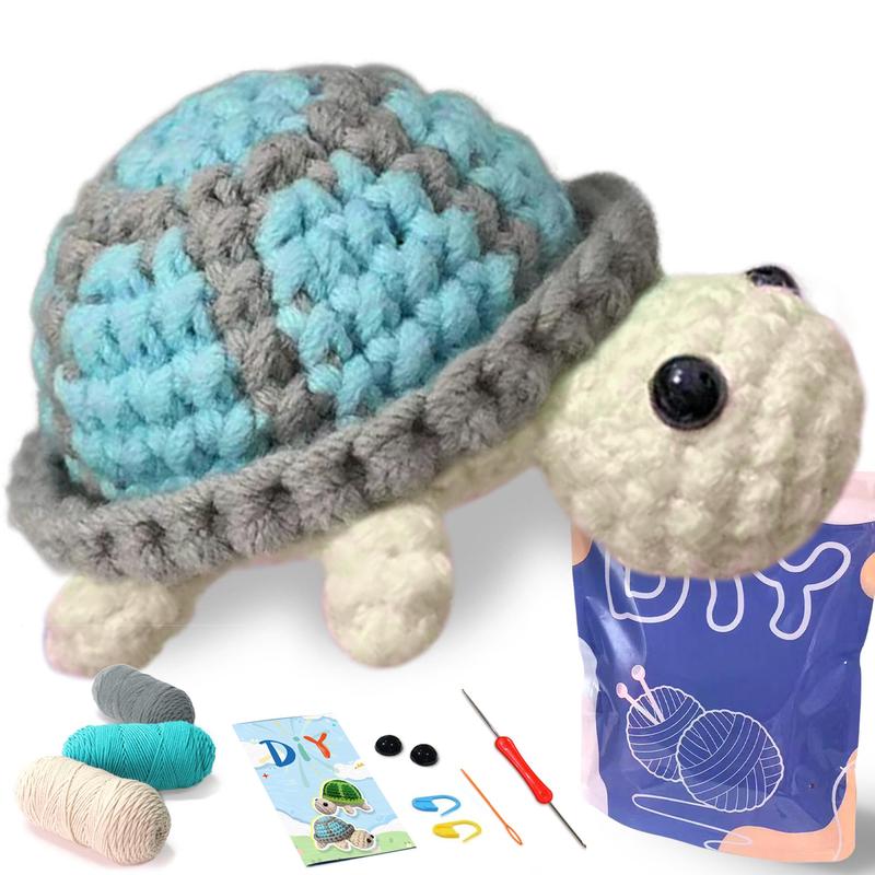 Turtle Crochet Kit For Beginners, Crochet Starter Kit, Crochet Animals Kits With Crochet Hooks, DIY Knitting Supplies For Home Decor, Christmas Gift