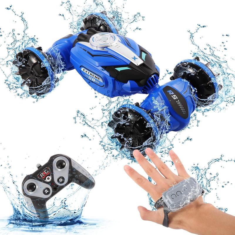 Amphibious Remote Control Car,2.4GHz Gesture Sensor 4WD Remote Control Boat,360 Rotating Waterproof RC Stunt Car for Kids Girls Boys Gift,All Terrain Beach Pool Water Toy