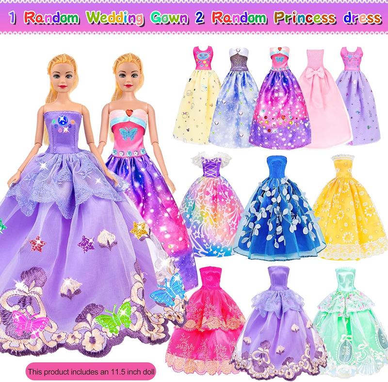 Christmas gift 91pcs 11.5 inch Girl Doll with Clothes Accessories and Closet, Princess Gowns, Fashion Dresses, Swimsuits, Shoes, Hangers, Doll Dress