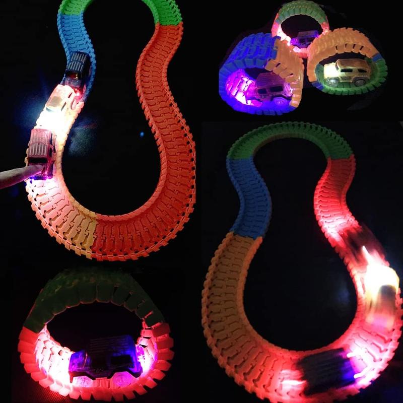 Tracks Cars Replacement with LED Light Glow Car Toys, Glow in The Dark, Race Car Track Compatible with Car Tracks Toys for Kids for Boy Girl Age 3-12 Years Old(3PCS)