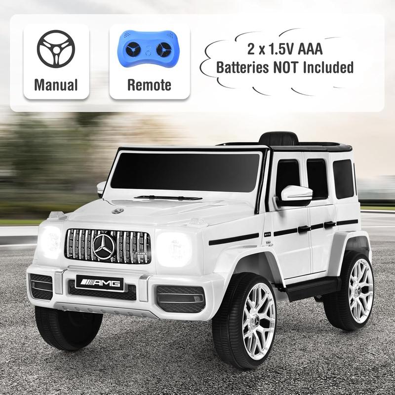 Licensed Mercedes-Benz G63 Kids Ride-On Car, 12V Electric Vehicle with Remote Control, Spring Suspension, Music, Horn, Safety Lock, Perfect Gift for Boys and Girls