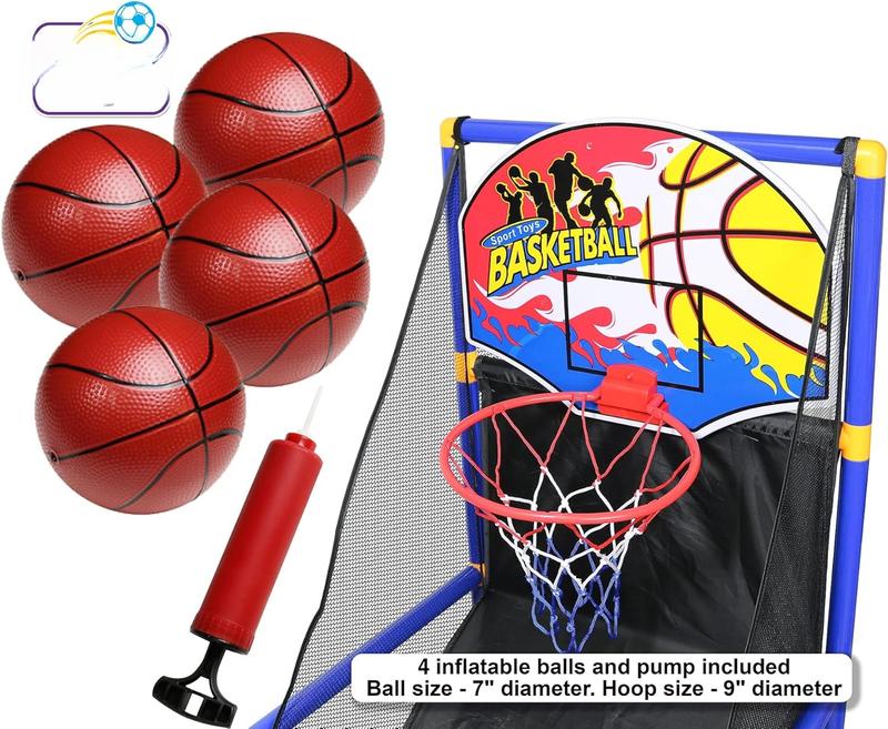 Toy Basketball Hoop Arcade Game Set | with 4 Balls & Air Pump, Indoor Outdoors Sports Toys for Kids