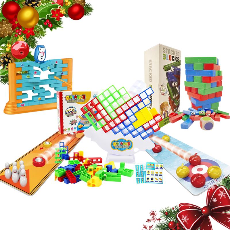 Christmas Tabletop Toy Set - With 3pcs Balance Toys and 2pcs Tabletop Toys - Ideal for Boys, Girls, Family - Birthday and Christmas Presents